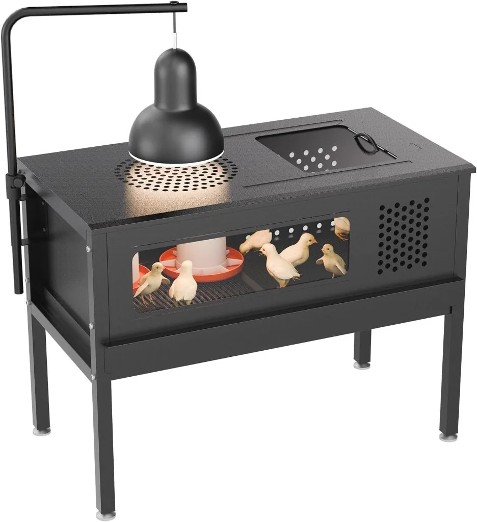 Product photo — Metal Chick Brooder with Heat Lamp Stand