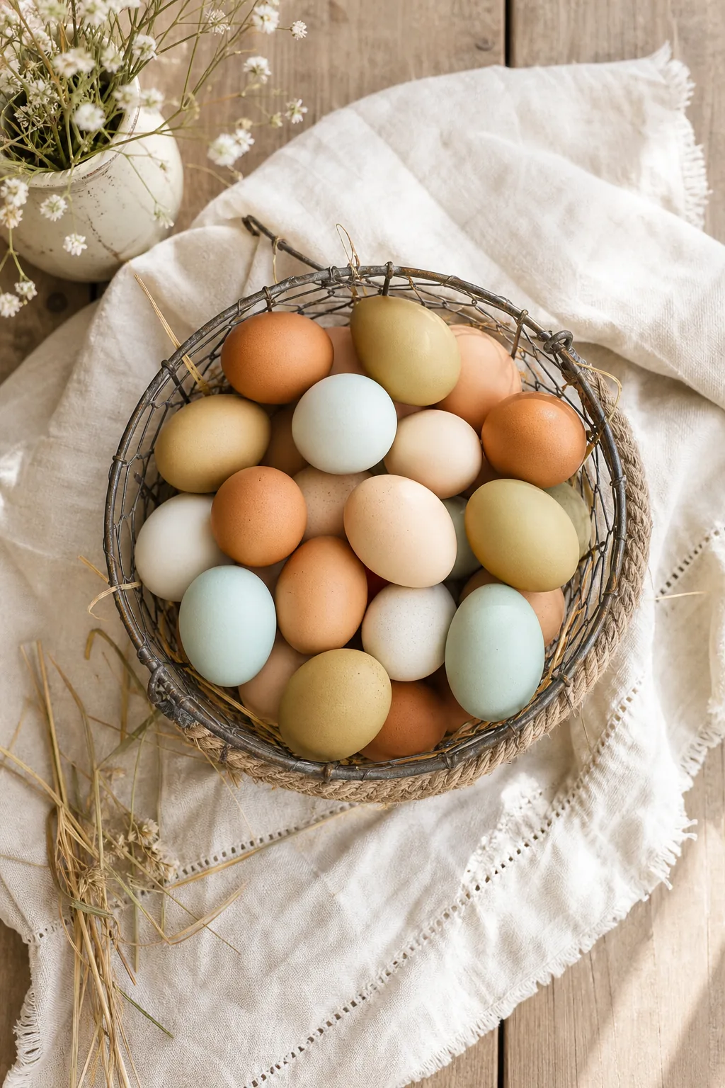 Fresh eggs in a basket